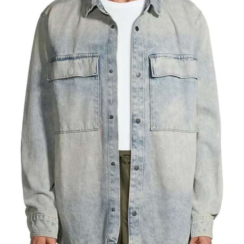 No Boundaries Light Wash Denim Layering Shirt Jacket